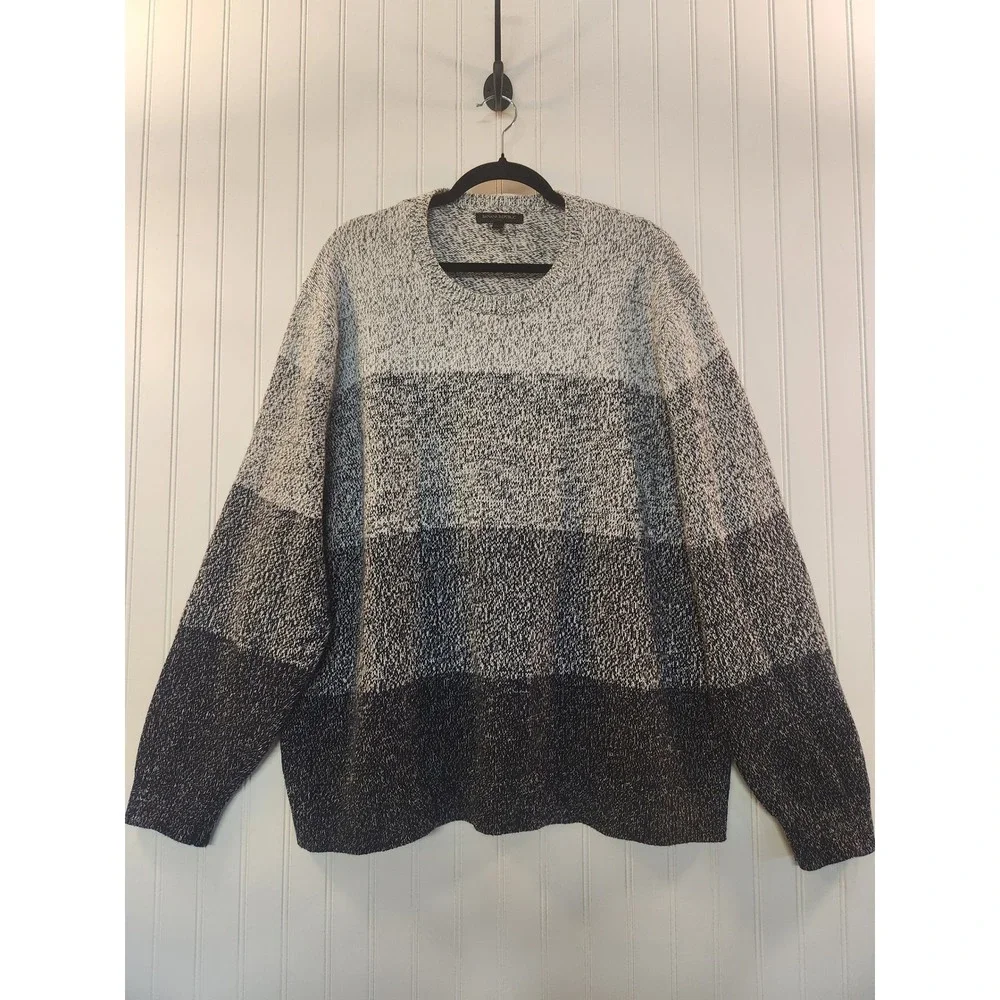 Banana Republic Mens XXL Grey Navy Blue‎ Ombre Colorblock Cotton Knit Sweater